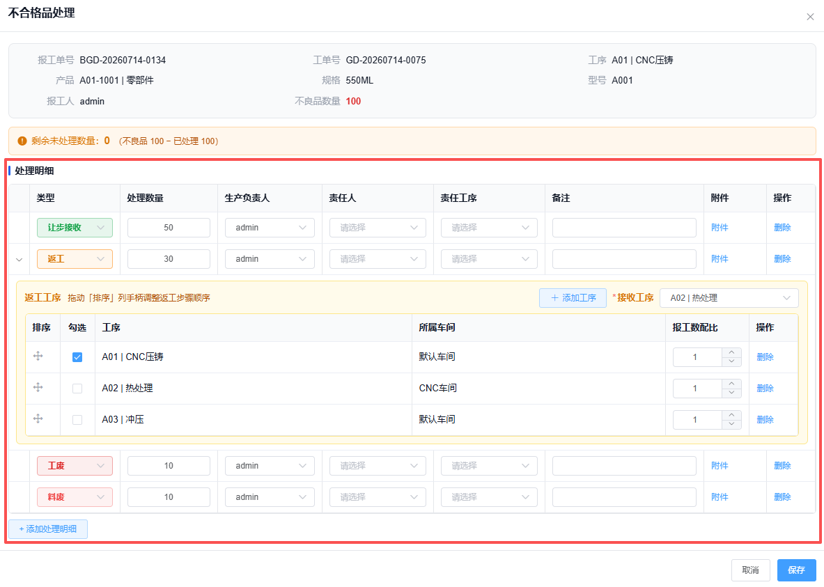 不合格品场景作业